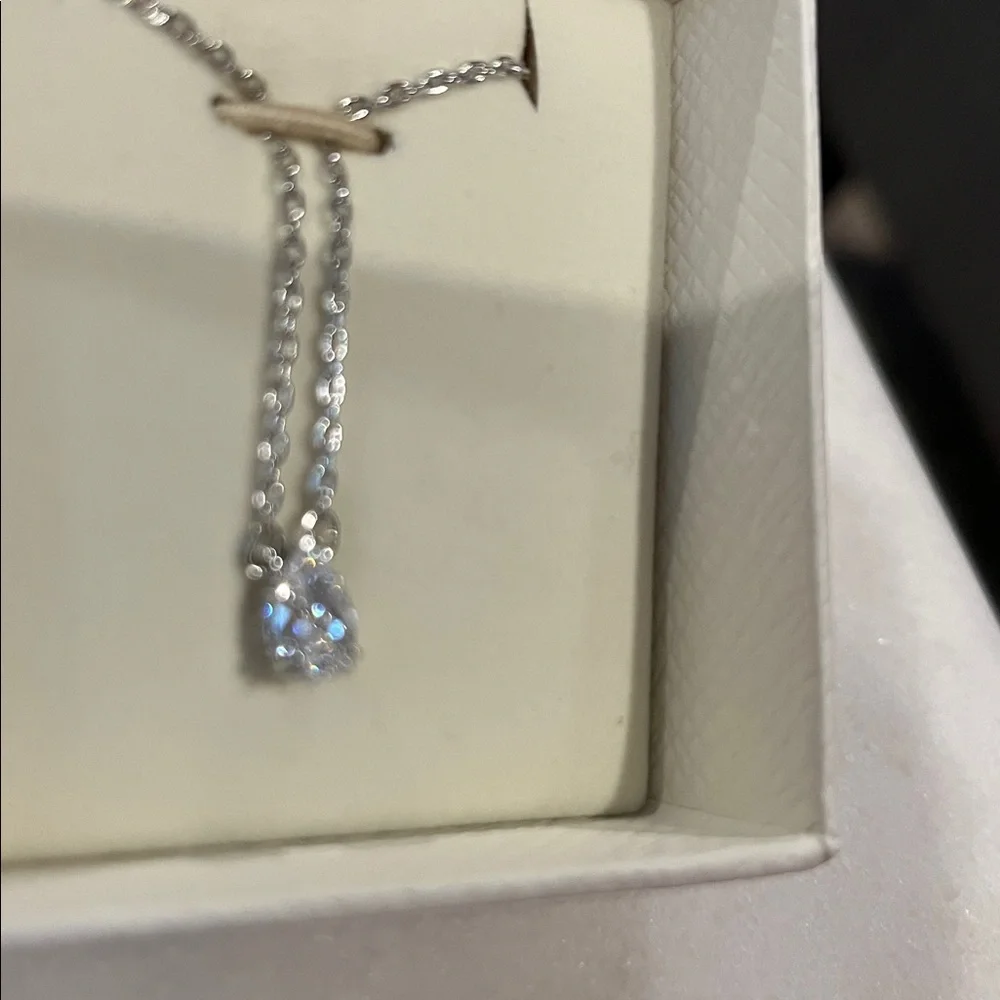 SWAROVSKI PEAR DROP Silver Necklace BRAND NEW ADJUSTABLE 16-18inch - Picture 2 of 4